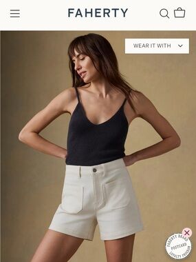 Faherty High-Waist Creamy white front pocket  Women's Shorts